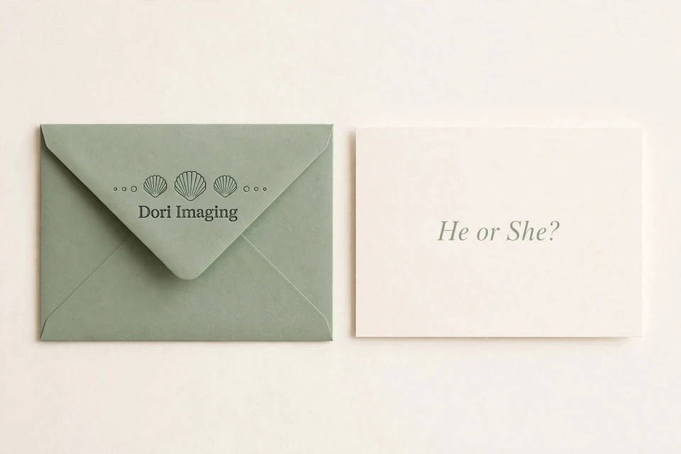 Floral keepsake envelope for a gender reveal